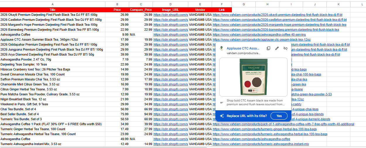 Screenshot showing How to Export Shopify Products to CSV Instantly interface in GrabList extension